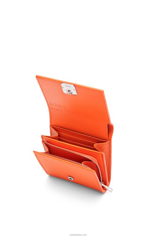 Loewe çakıl taneli dana derisinde anagram kompakt kapaklı cüzdan 026001294 kadınlar turuncu