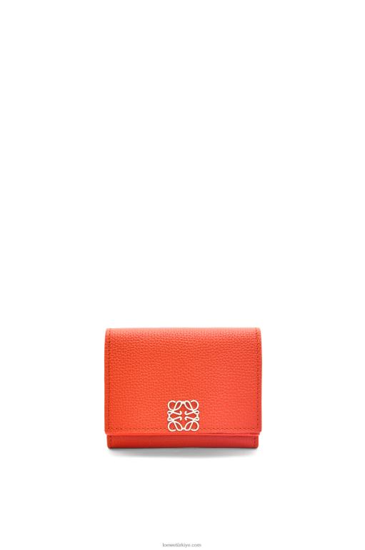 Loewe çakıl taneli dana derisinden anagram üç katlı cüzdan 026001204 kadınlar gündoğumu turuncu