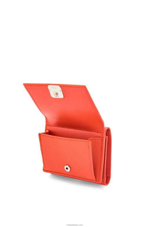 Loewe çakıl taneli dana derisinden anagram üç katlı cüzdan 026001204 kadınlar gündoğumu turuncu
