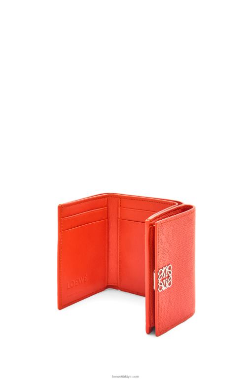 Loewe çakıl taneli dana derisinden anagram üç katlı cüzdan 026001204 kadınlar gündoğumu turuncu