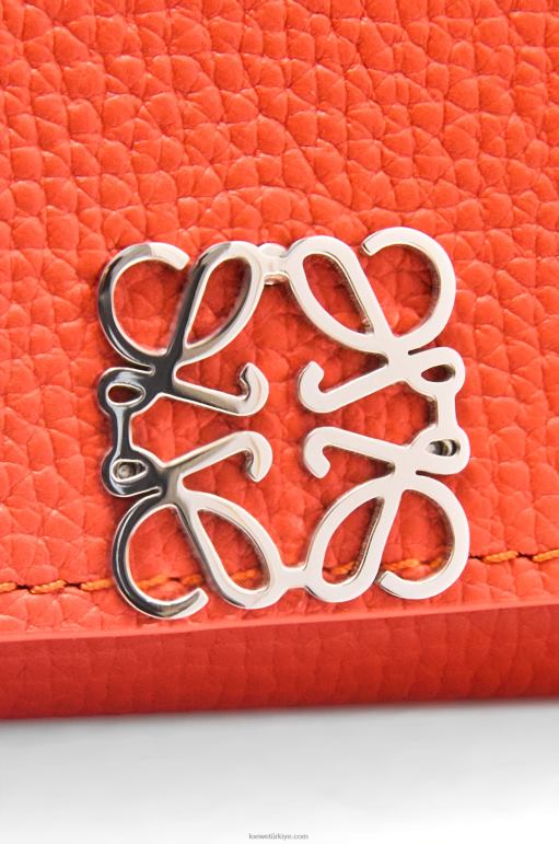 Loewe çakıl taneli dana derisinden anagram üç katlı cüzdan 026001204 kadınlar gündoğumu turuncu