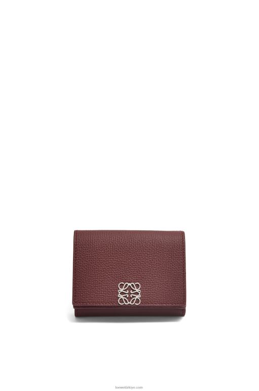 Loewe çakıl taneli dana derisinden anagram üç katlı cüzdan 026001296 kadınlar bordo
