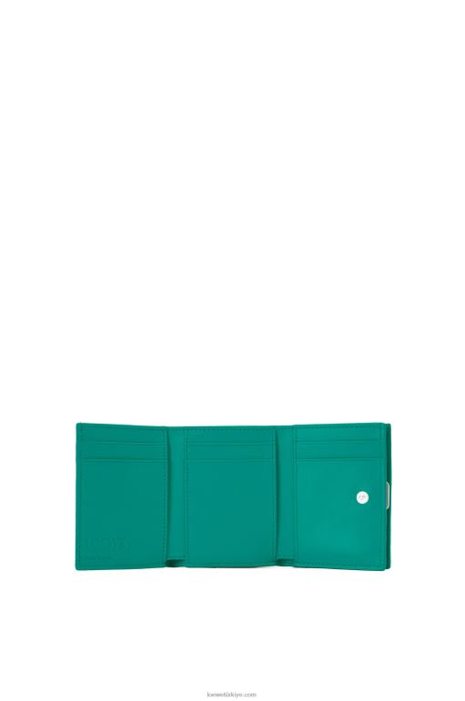 Loewe çakıl taneli dana derisinden anagram üç katlı cüzdan 026001319 kadınlar Zümrüt yeşili