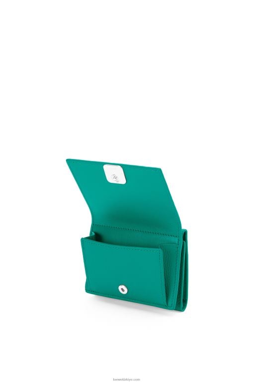 Loewe çakıl taneli dana derisinden anagram üç katlı cüzdan 026001319 kadınlar Zümrüt yeşili