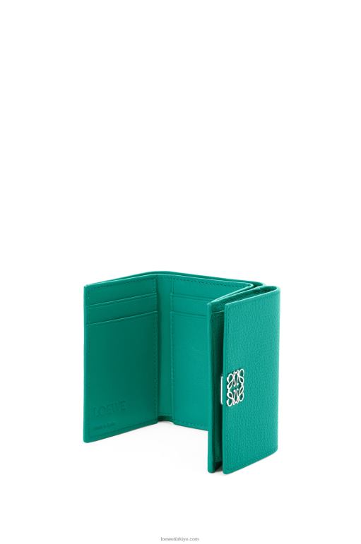Loewe çakıl taneli dana derisinden anagram üç katlı cüzdan 026001319 kadınlar Zümrüt yeşili