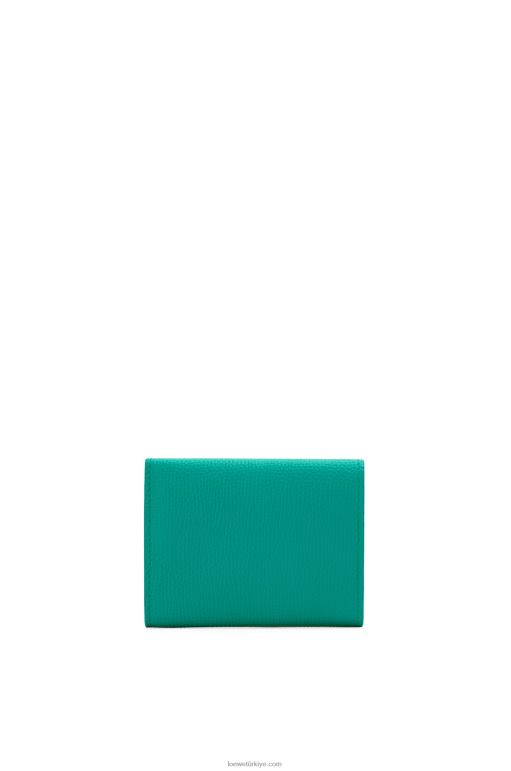 Loewe çakıl taneli dana derisinden anagram üç katlı cüzdan 026001319 kadınlar Zümrüt yeşili