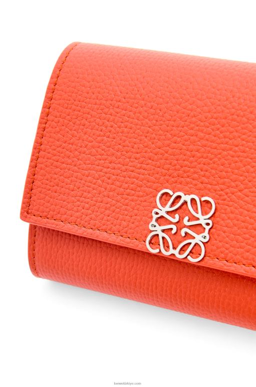 Loewe anagram çakıl taneli dana derisinden küçük dikey cüzdan 026001205 kadınlar gündoğumu turuncu