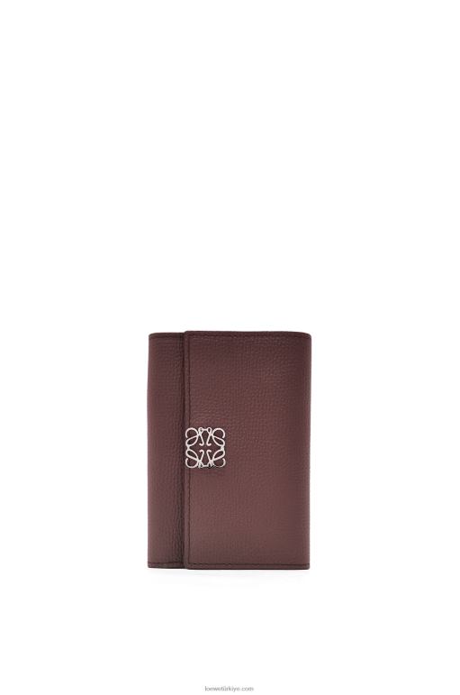Loewe anagram çakıl taneli dana derisinden küçük dikey cüzdan 026001297 kadınlar bordo