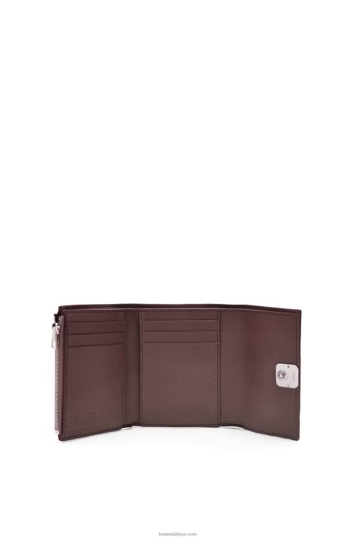 Loewe anagram çakıl taneli dana derisinden küçük dikey cüzdan 026001297 kadınlar bordo