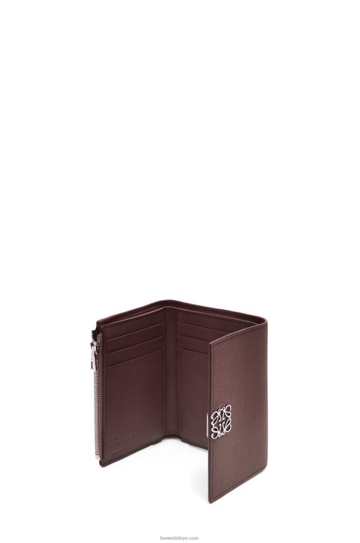 Loewe anagram çakıl taneli dana derisinden küçük dikey cüzdan 026001297 kadınlar bordo