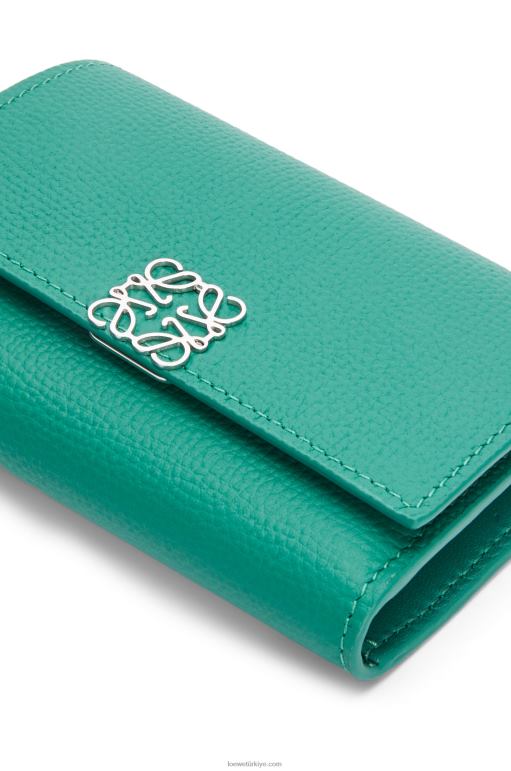 Loewe anagram çakıl taneli dana derisinden küçük dikey cüzdan 026001318 kadınlar Zümrüt yeşili