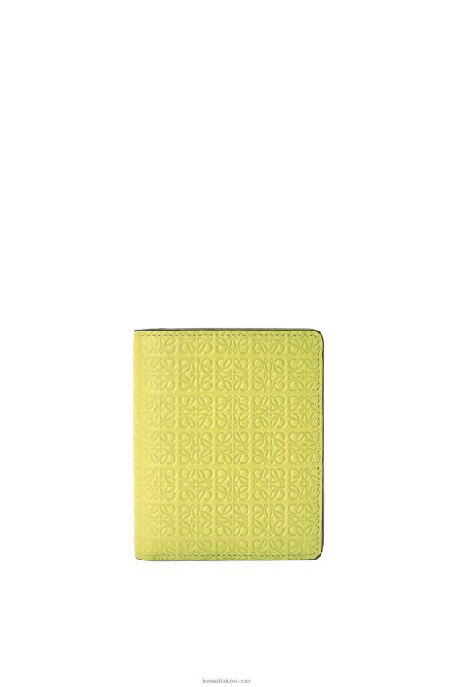 Loewe kabartmalı ipek dana derisinden kompakt fermuarlı cüzdan 026001312 kadınlar limon sarısı