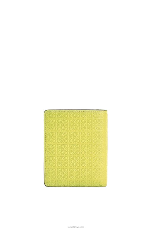Loewe kabartmalı ipek dana derisinden kompakt fermuarlı cüzdan 026001312 kadınlar limon sarısı
