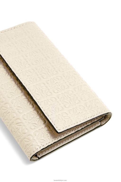 Loewe kabartmalı ipek dana derisinden tekrarlanan küçük dikey cüzdan 026001273 kadınlar hafif yulaf