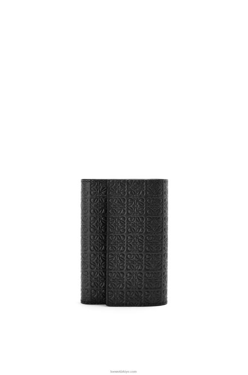 Loewe kabartmalı ipek dana derisinden tekrarlanan küçük dikey cüzdan 026001276 kadınlar siyah