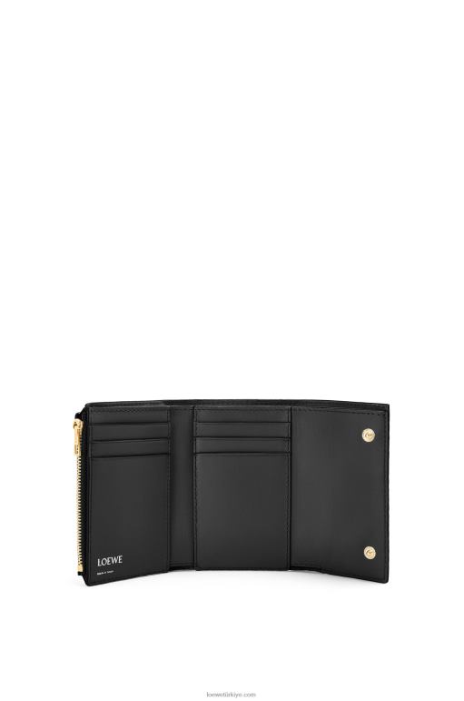 Loewe kabartmalı ipek dana derisinden tekrarlanan küçük dikey cüzdan 026001276 kadınlar siyah