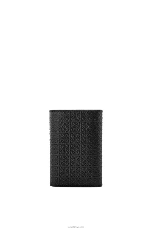 Loewe kabartmalı ipek dana derisinden tekrarlanan küçük dikey cüzdan 026001276 kadınlar siyah