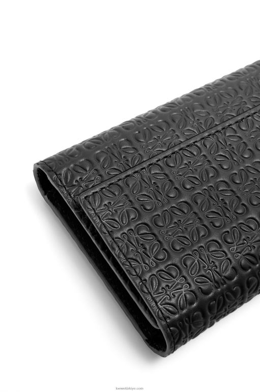Loewe kabartmalı ipek dana derisinden tekrarlanan küçük dikey cüzdan 026001276 kadınlar siyah