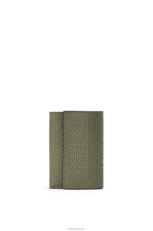 Loewe kabartmalı ipek dana derisinden tekrarlanan küçük dikey cüzdan 026001279 kadınlar avokado yeşili