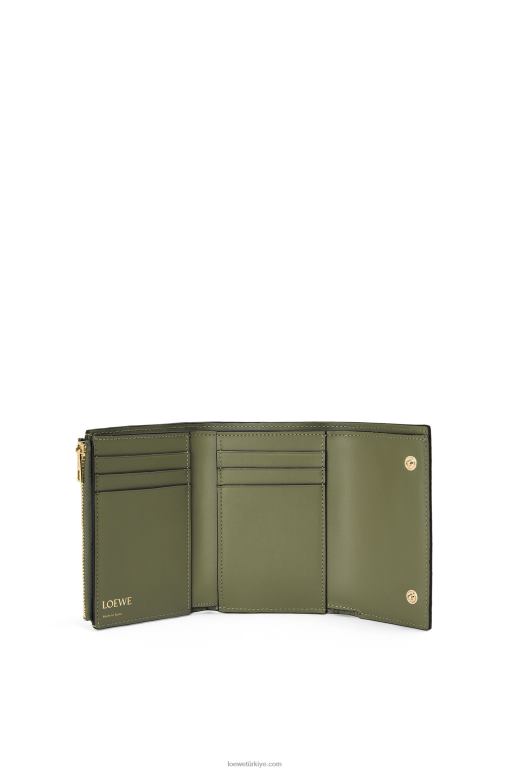 Loewe kabartmalı ipek dana derisinden tekrarlanan küçük dikey cüzdan 026001279 kadınlar avokado yeşili