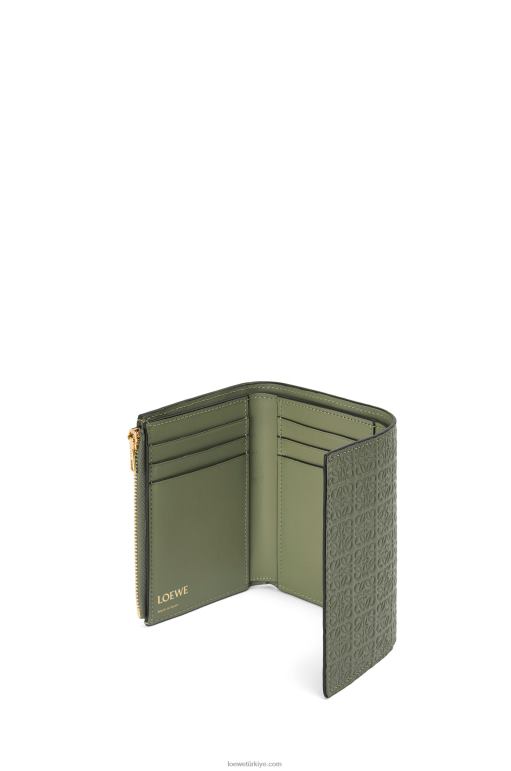 Loewe kabartmalı ipek dana derisinden tekrarlanan küçük dikey cüzdan 026001279 kadınlar avokado yeşili