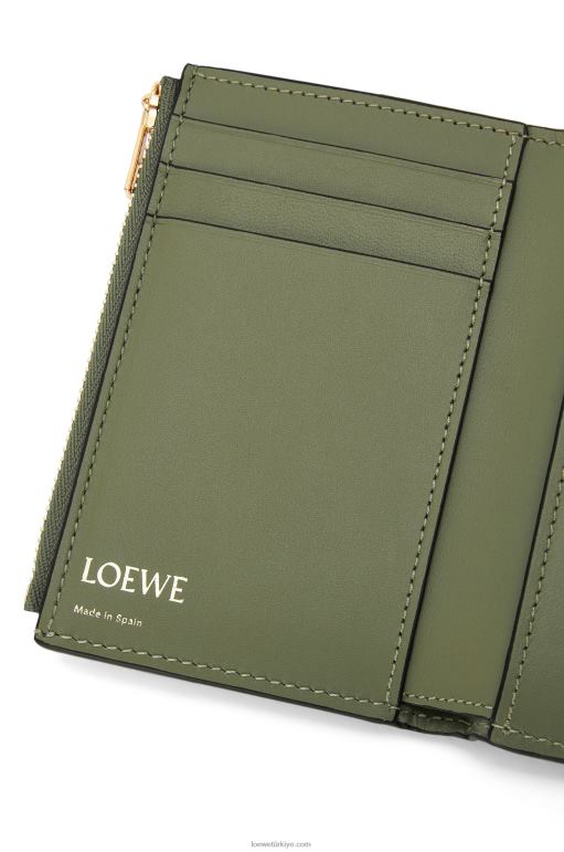 Loewe kabartmalı ipek dana derisinden tekrarlanan küçük dikey cüzdan 026001279 kadınlar avokado yeşili