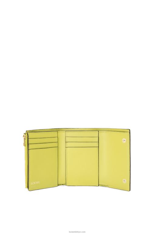 Loewe kabartmalı ipek dana derisinden tekrarlanan küçük dikey cüzdan 026001313 kadınlar limon sarısı