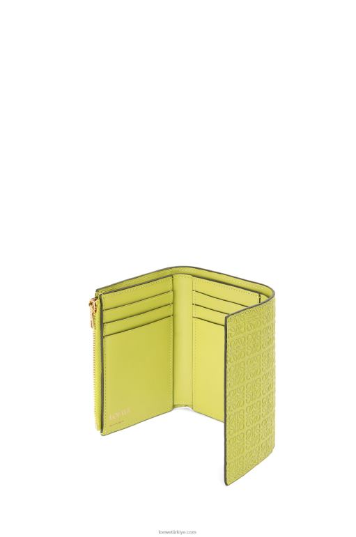Loewe kabartmalı ipek dana derisinden tekrarlanan küçük dikey cüzdan 026001313 kadınlar limon sarısı