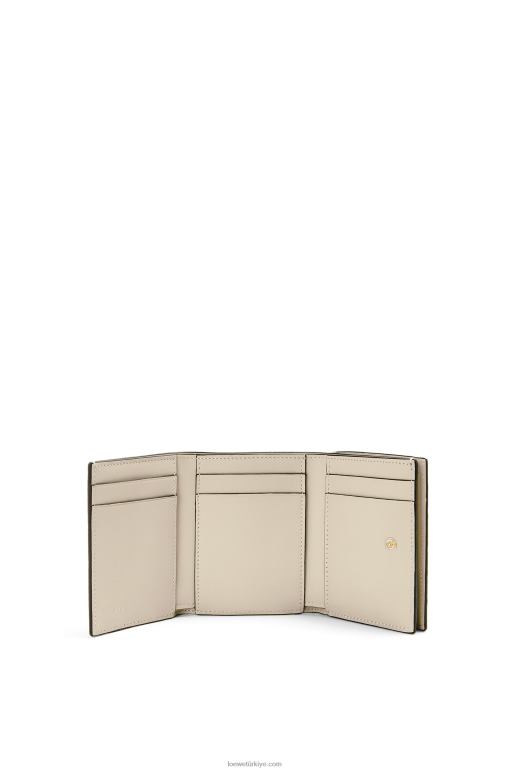 Loewe kabartmalı ipek dana derisinden tekrarlayan üç katlı cüzdan 026001271 kadınlar hafif yulaf
