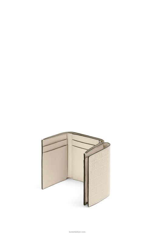 Loewe kabartmalı ipek dana derisinden tekrarlayan üç katlı cüzdan 026001271 kadınlar hafif yulaf