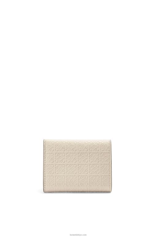 Loewe kabartmalı ipek dana derisinden tekrarlayan üç katlı cüzdan 026001271 kadınlar hafif yulaf