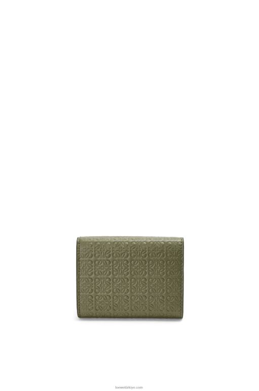 Loewe kabartmalı ipek dana derisinden tekrarlayan üç katlı cüzdan 026001277 kadınlar avokado yeşili