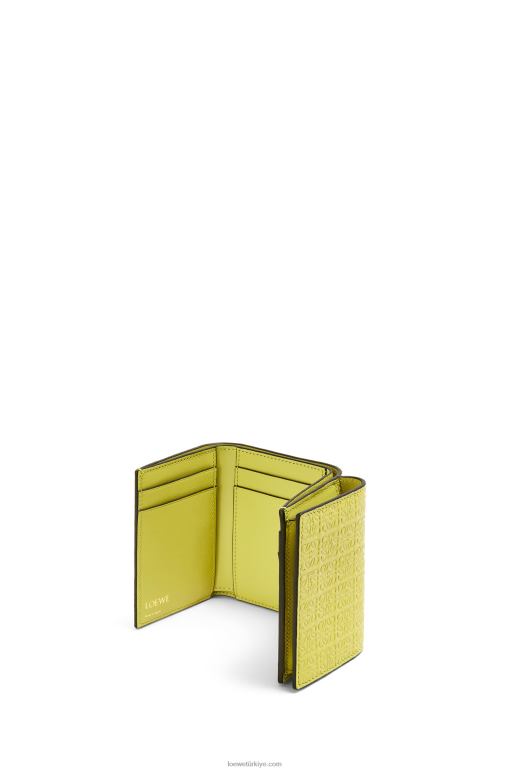 Loewe kabartmalı ipek dana derisinden tekrarlayan üç katlı cüzdan 026001317 kadınlar limon sarısı