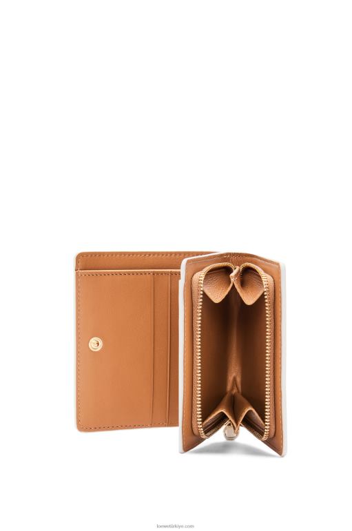 Loewe klasik buzağı ahtapot kompakt fermuarlı cüzdan 026001304 kadınlar açık beyaz