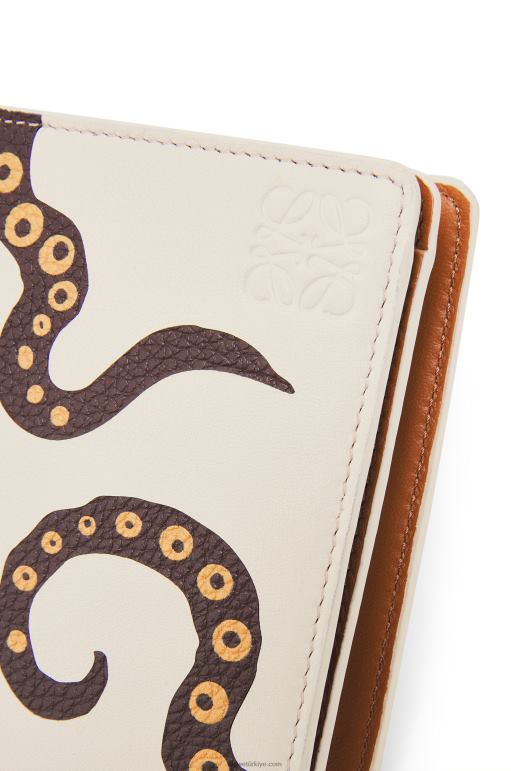 Loewe klasik buzağı ahtapot kompakt fermuarlı cüzdan 026001304 kadınlar açık beyaz