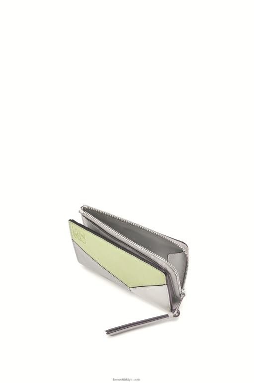 Loewe klasik buzağı bulmaca ince ikiye katlanır cüzdan 026001260 kadınlar kül grisi/açık seladonlar