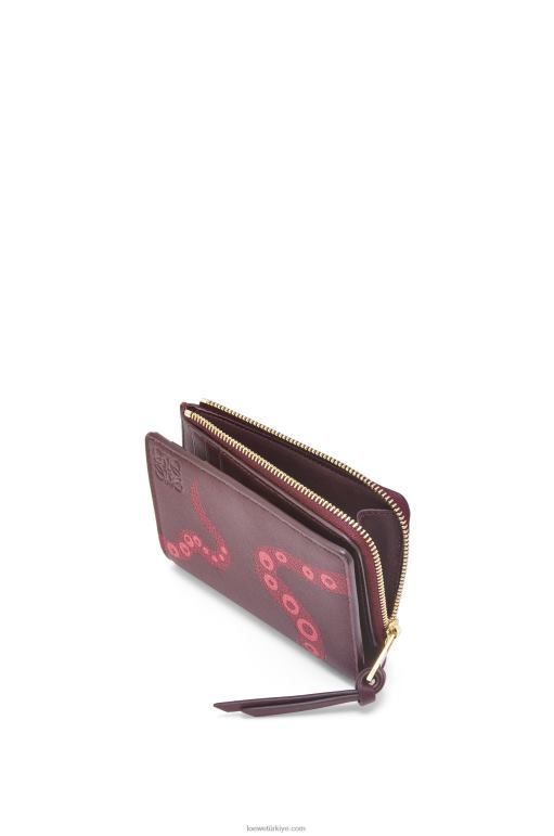 Loewe klasik dana derisinden ahtapot ince fermuarlı cüzdan 026001303 kadınlar kuru erik