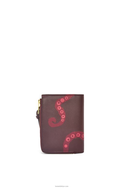 Loewe klasik dana derisinden ahtapot ince fermuarlı cüzdan 026001303 kadınlar kuru erik