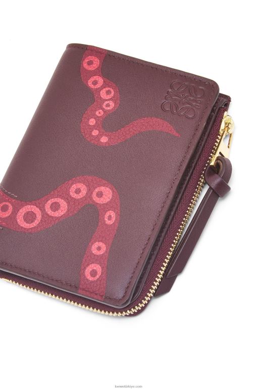 Loewe klasik dana derisinden ahtapot ince fermuarlı cüzdan 026001303 kadınlar kuru erik