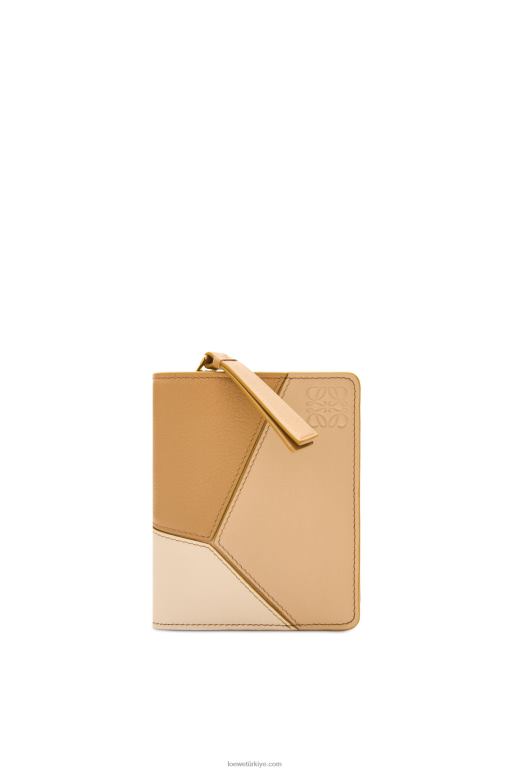 Loewe klasik dana derisinden yapboz kompakt fermuarlı cüzdan 026001212 kadınlar angora/tozlu bej