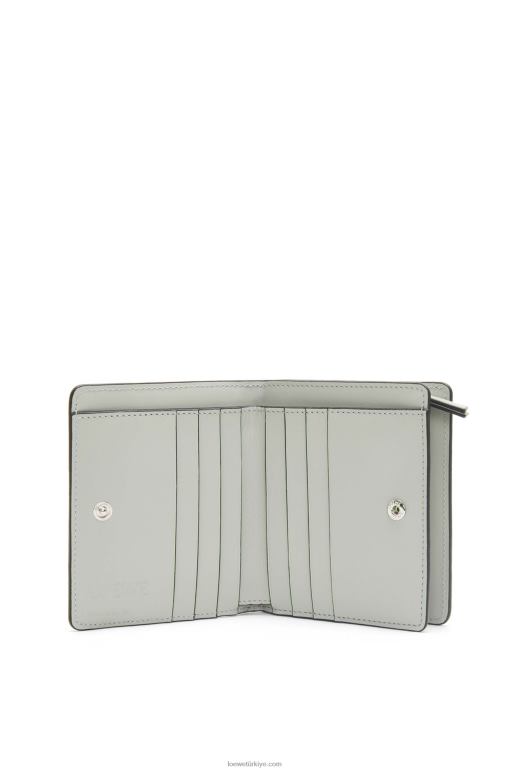 Loewe klasik dana derisinden yapboz kompakt fermuarlı cüzdan 026001261 kadınlar kül grisi/açık seladonlar