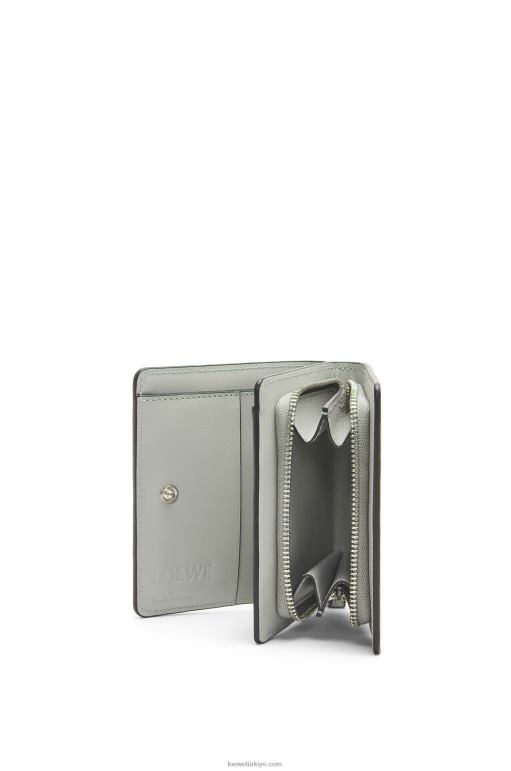 Loewe klasik dana derisinden yapboz kompakt fermuarlı cüzdan 026001261 kadınlar kül grisi/açık seladonlar