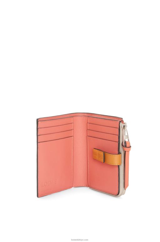 Loewe yumuşak damarlı dana derisinden ince fermuarlı ikiye katlanmış cüzdan 026001220 kadınlar hafif yulaf/bal