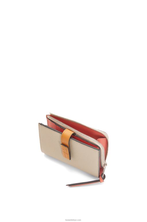 Loewe yumuşak damarlı dana derisinden ince fermuarlı ikiye katlanmış cüzdan 026001220 kadınlar hafif yulaf/bal