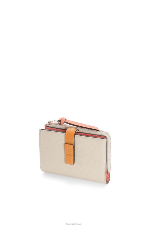 Loewe yumuşak damarlı dana derisinden ince fermuarlı ikiye katlanmış cüzdan 026001220 kadınlar hafif yulaf/bal