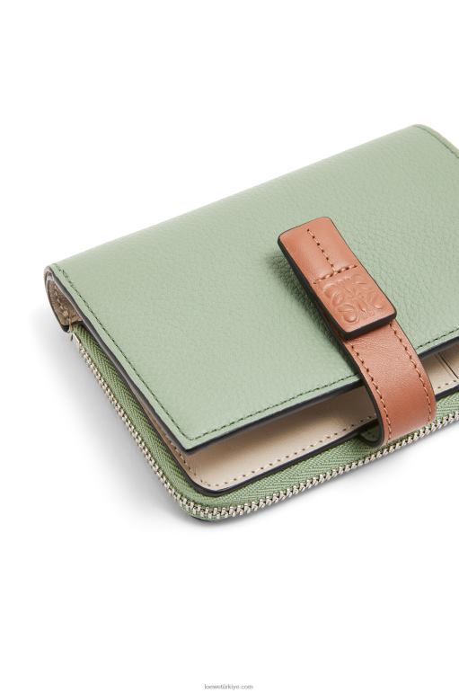 Loewe yumuşak damarlı dana derisinden ince fermuarlı ikiye katlanmış cüzdan 026001224 kadınlar biberiye/tan