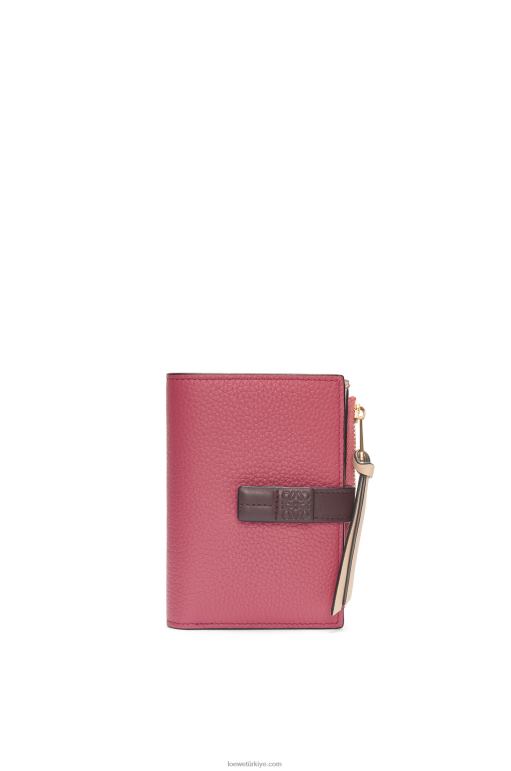 Loewe yumuşak damarlı dana derisinden ince fermuarlı ikiye katlanmış cüzdan 026001242 kadınlar erik/çikolata