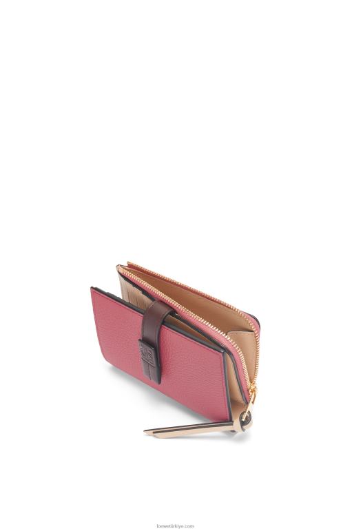 Loewe yumuşak damarlı dana derisinden ince fermuarlı ikiye katlanmış cüzdan 026001242 kadınlar erik/çikolata
