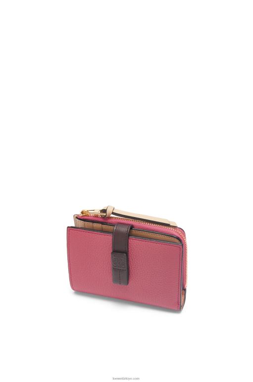 Loewe yumuşak damarlı dana derisinden ince fermuarlı ikiye katlanmış cüzdan 026001242 kadınlar erik/çikolata