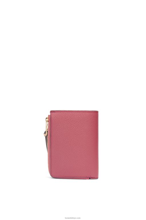 Loewe yumuşak damarlı dana derisinden ince fermuarlı ikiye katlanmış cüzdan 026001242 kadınlar erik/çikolata